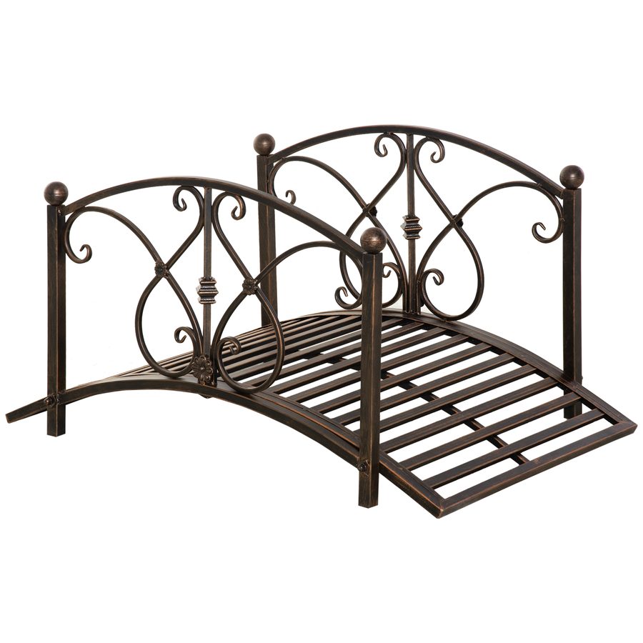 Outsunny Vintage Gartenbrücke aus Metall, Dekorative Brücke mit Blumenelementen, 99x68x53 cm, Bronze   Aosom von Outsunny