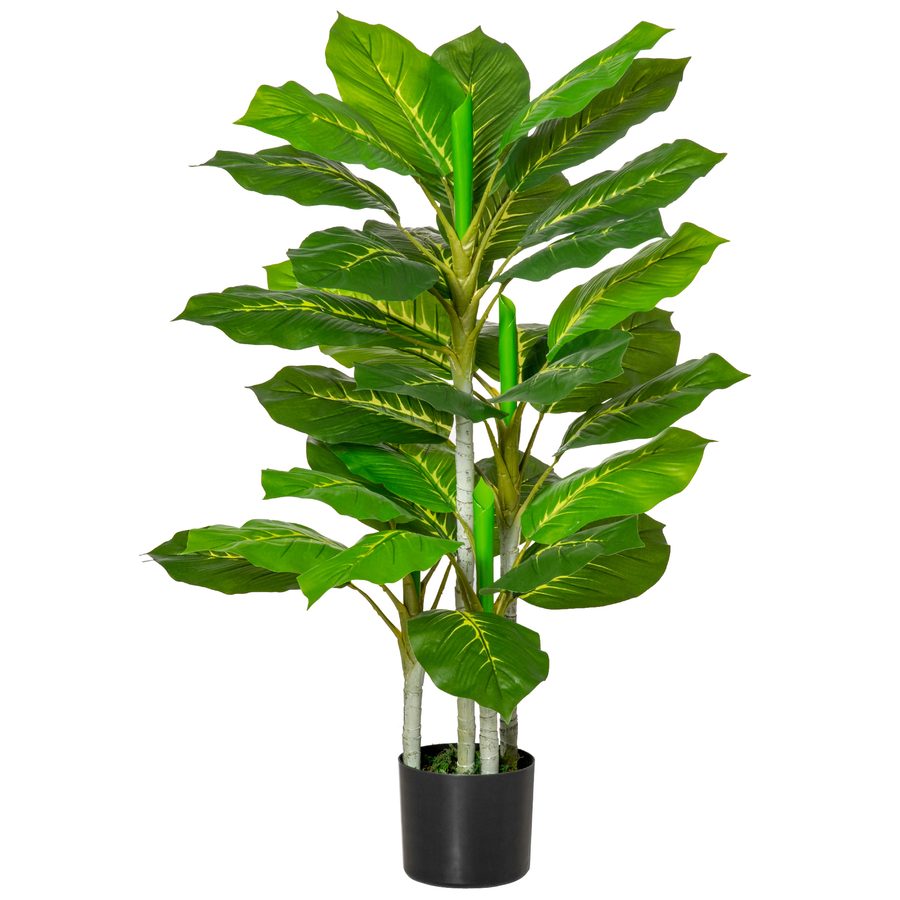 HOMCOM Künstlicher Baum 95 cm Kunstpflanze mit 33 Blättern, Topf, künstliche Pflanze Plastik wie echt Deko für Wohnzimmer Schlafzimmer Büro Garten   Aosom von HOMCOM
