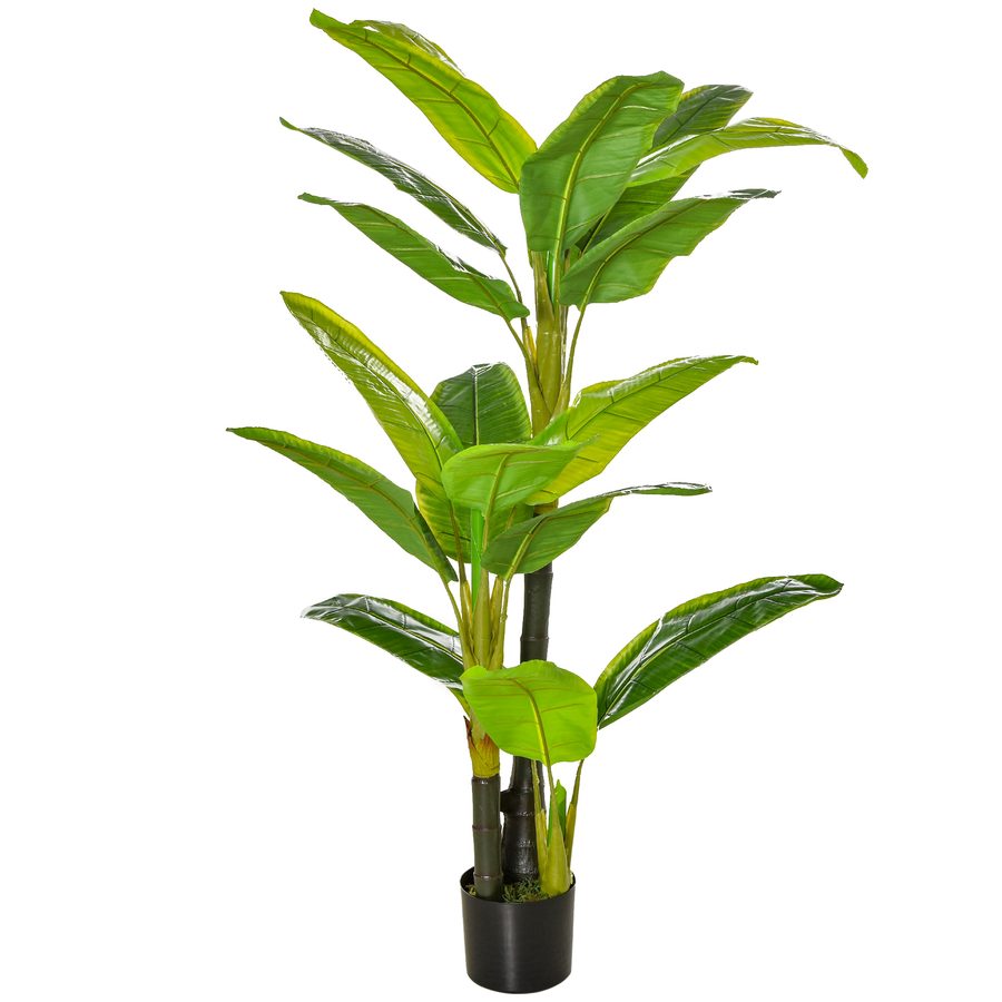 HOMCOM künstlicher Bananenbaum Dekorative Kunstpflanze 150 cm für Innen & Außen im Kunststofftopf pflegeleicht   Aosom.de von HOMCOM