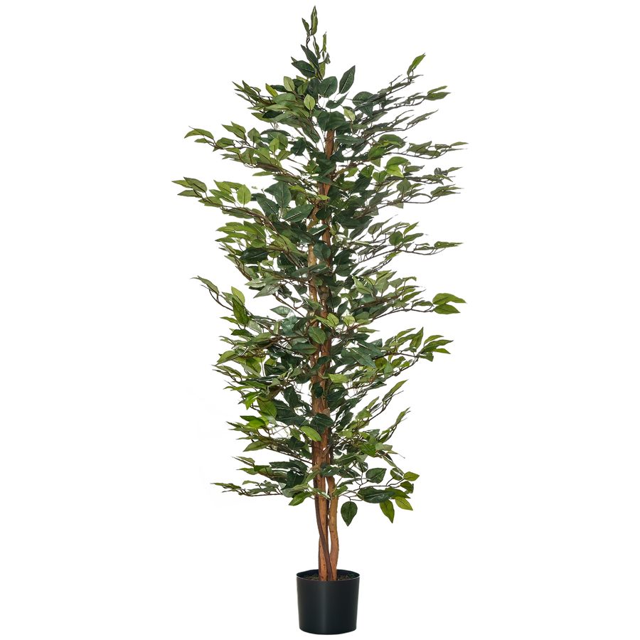 HOMCOM künstlicher Ficus-Baum Dekorative Kunstpflanze 150 cm für Innen und Außen im Kunststofftopf pflegeleicht   Aosom.de von HOMCOM