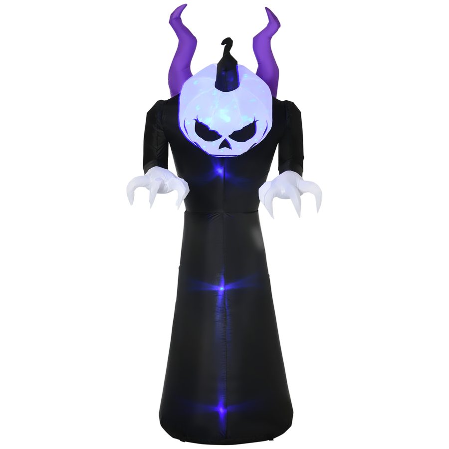Outsunny 210 cm Aufblasbares Gespenst mit Kürbiskopf Halloween Deko, blaues Flammeneffekt & LED Licht, wasserdicht für Innen & Außenbereich   Aosom.de von Outsunny