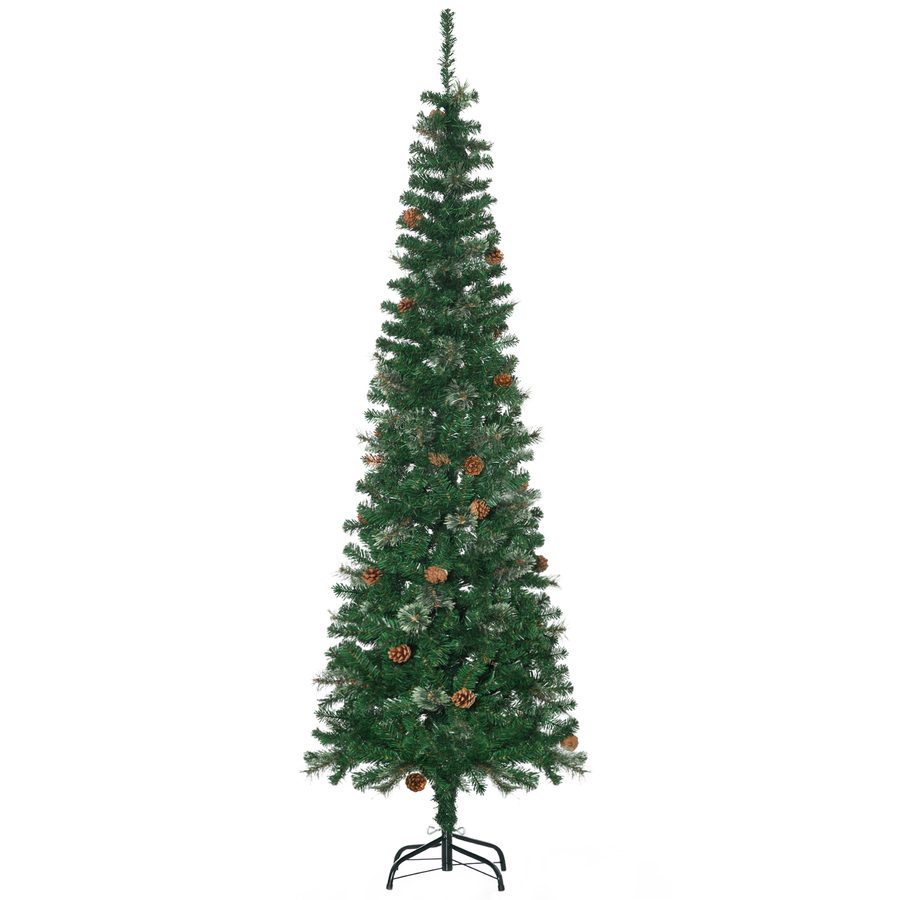HOMCOM Künstlicher Weihnachtsbaum, 195 cm Christbaum mit 556 Spitzen, 25 Zapfen, klappbar Metallständer, für Weihnachten Deko, Grün   Aosom von HOMCOM
