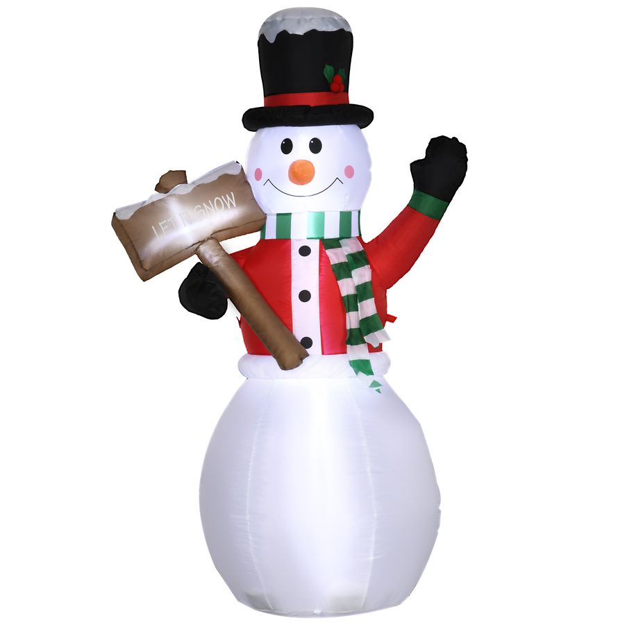 Outsunny aufblasbarer Schneemann 180 cm mit LED Licht und Schild, IP44, perfekte Weihnachtsdekoration für drinnen und draußen   Aosom.de von Outsunny