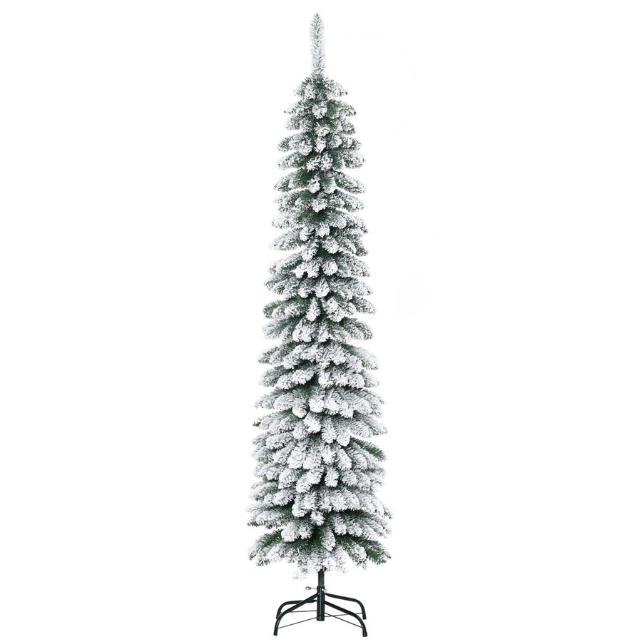 HOMCOM Künstlicher Weihnachtsbaum, 180 cm Christbaum mit 395 Spitzen, Kunstschnee, klappbar Metallständer, für Weihnachten Deko, Grün+Weiß   Aosom von HOMCOM