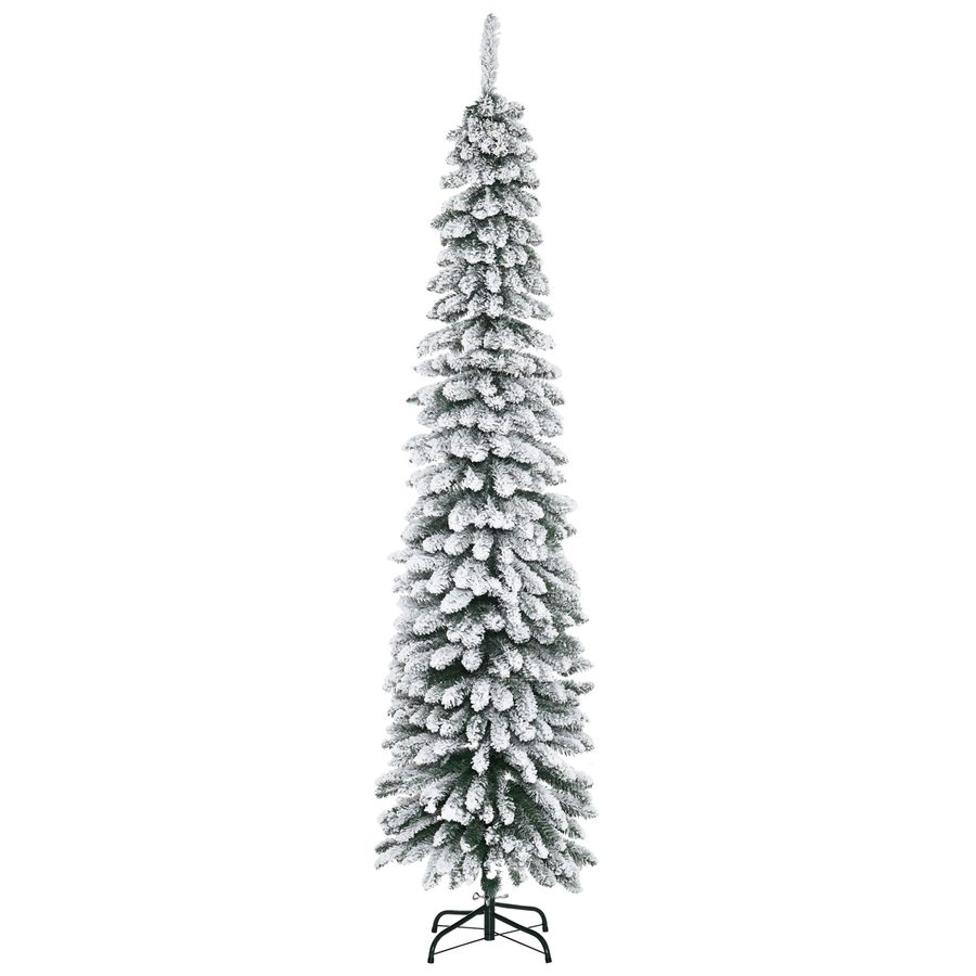 HOMCOM Künstlicher Weihnachtsbaum 210 cm mit 490 Spitzen und Kunstschnee klappbar mit Metallständer für festliche Weihnachtsdekoration in Grün und Weiß   Aosom.de von HOMCOM