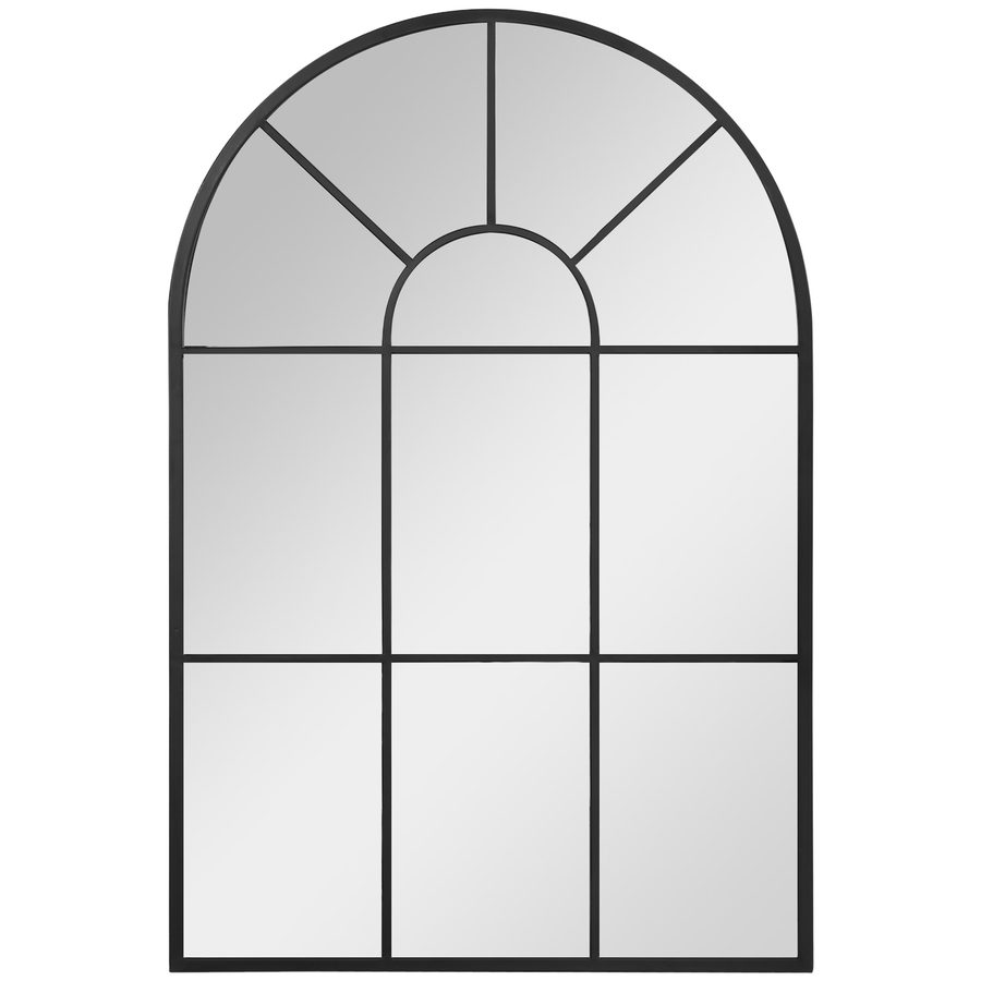 HOMCOM Bogenfenster Wandspiegel 91x60cm mit Metallrahmen aus Glas für Wohnzimmer Schlafzimmer Esszimmer Flur in Schwarz   Aosom.de von HOMCOM