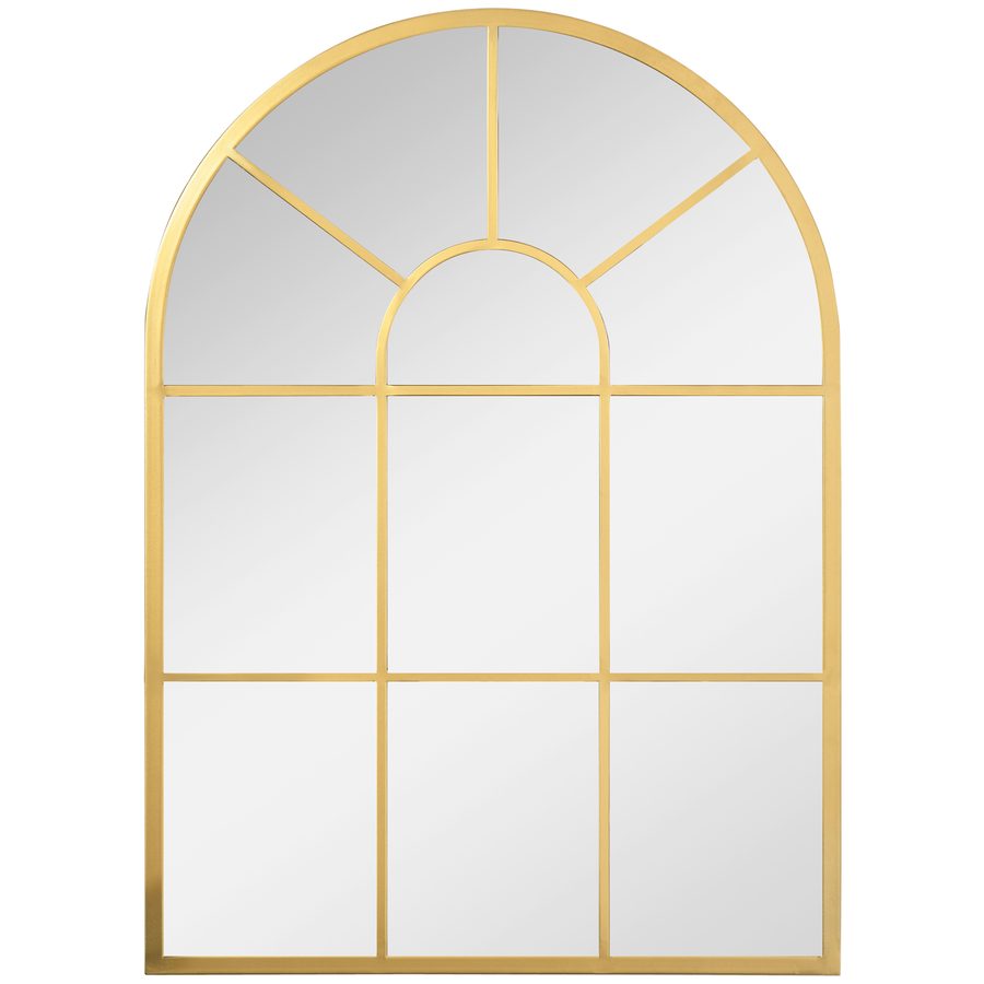 HOMCOM Wandspiegel 70x50cm Fensterspiegel mit Metallrahmen Hängespiegel für Flur und Dekoration Ganzkörperspiegel in Gold   Aosom.de von HOMCOM