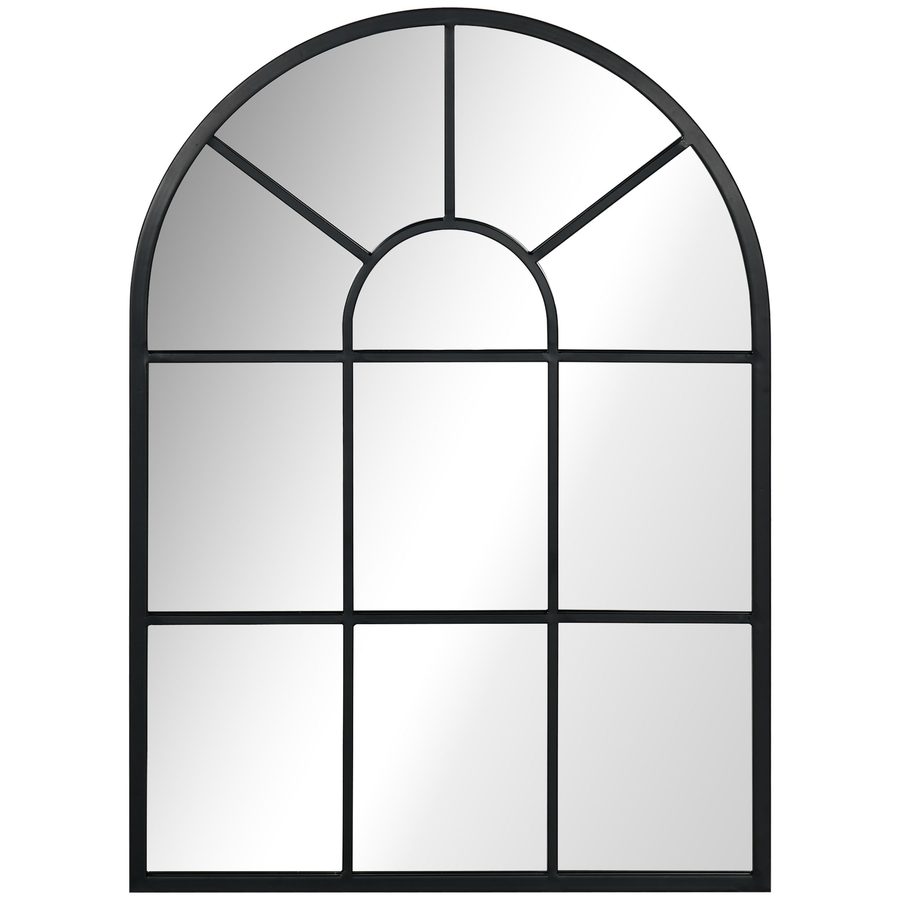 HOMCOM Wandspiegel Fensterspiegel 70 x 50 cm dekorativ mit Metallrahmen, Hängespiegel für Wohnzimmer Schlafzimmer in Schwarz   Aosom.de von HOMCOM
