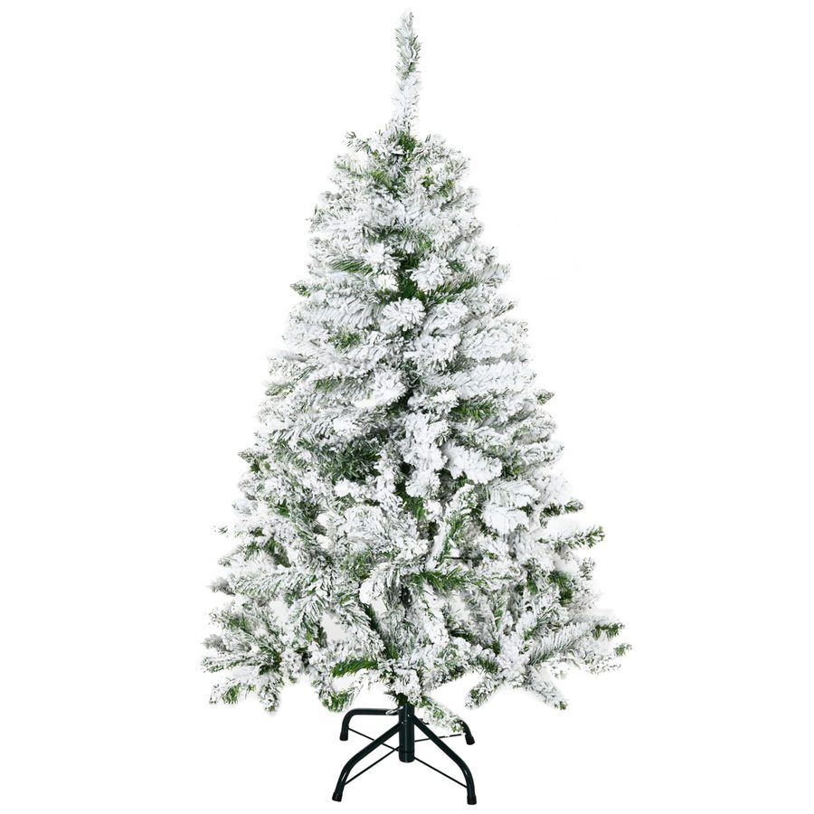 HOMCOM Künstlicher Weihnachtsbaum 120 cm künstlich Kiefernbaum mit Schnee, 200 Spitzen Christbaum Weihnachtsdeko inkl. Metallständer für drinnen   Aosom von HOMCOM