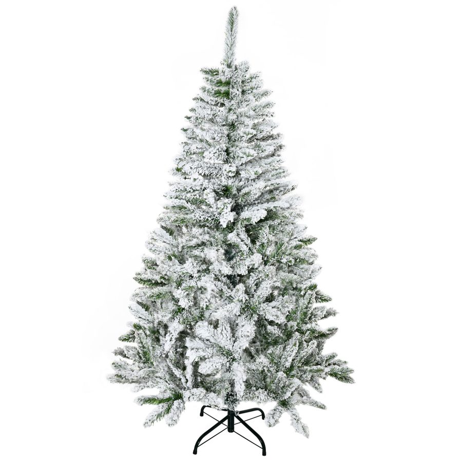 HOMCOM Künstlicher Weihnachtsbaum 150 cm künstlich Kiefernbaum mit Schnee, 358 Spitzen Christbaum Weihnachtsdeko inkl. Metallständer für drinnen   Aosom von HOMCOM