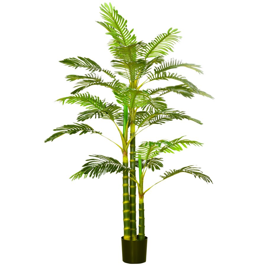 HOMCOM Künstliche Palme 190 cm Kunstpflanze, Plastik künstliche Pflanzen im Topf Kunstpalme, Fake Plant für Wohnzimmer Schlafzimmer Büro Garten moderne Dekoration Geschenk   Aosom von HOMCOM