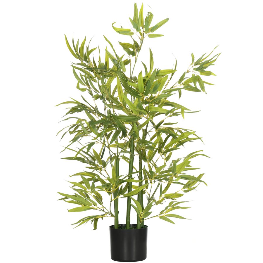 HOMCOM Künstlicher Bambus groß 90 cm Kunstpflanze, Plastik Bambus Künstliche Pflanzen wie echt, Kunstbambus im Topf Deko für Wohnzimmer, Schlafzimmer, Garten   Aosom von HOMCOM
