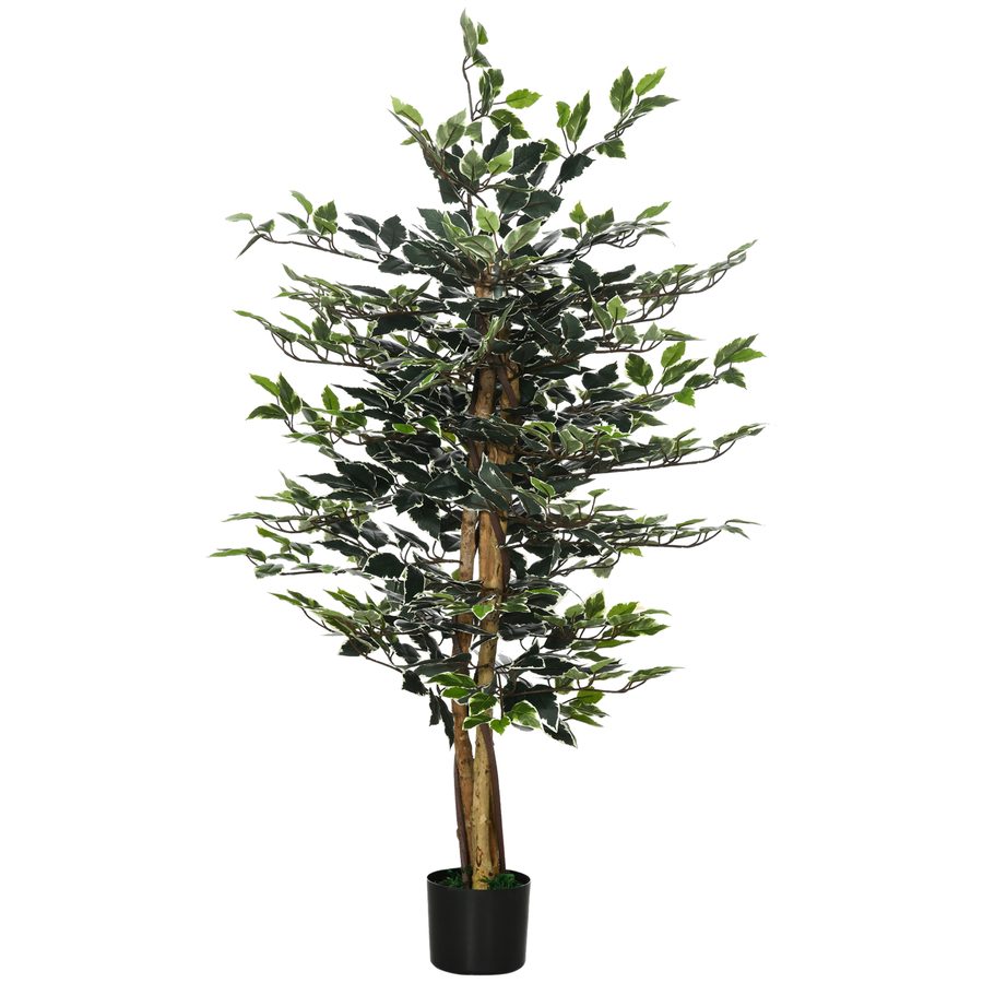 HOMCOM Künstlicher Ficus Pflanze Höhe 1,3 m Stamm Zweige Liane Moosblaetter Topf inklusive   Aosom von HOMCOM