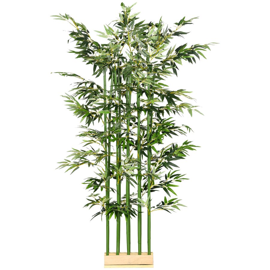 HOMCOM Künstlicher Bambus, 180 cm Kunstpflanze im Kiefernholztopf, Zimmerpflanze, künstliche Pflanzen für Indoor, Outdoor, Dekopflanzen, Grün   Aosom von HOMCOM
