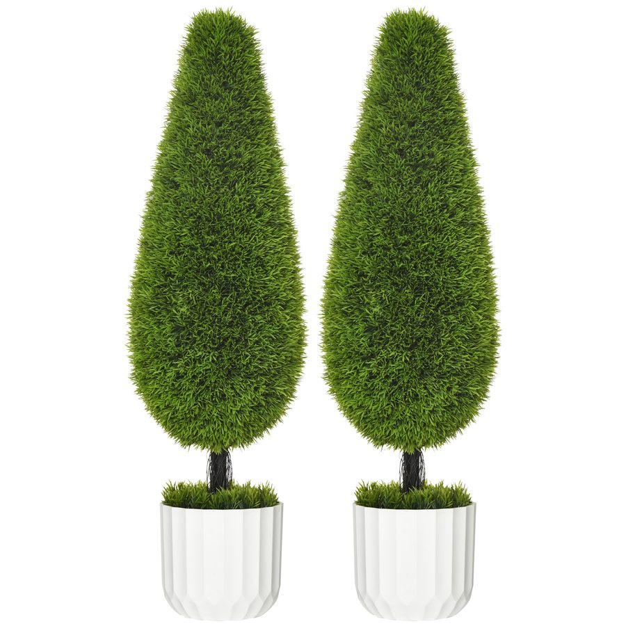 HOMCOM Kunstpflanze Zypresse 2er-Set 90 cm künstliche Zimmerpflanze im Topf mit Kunstmoos für Indoor & Outdoor Dekoration   Aosom.de von HOMCOM