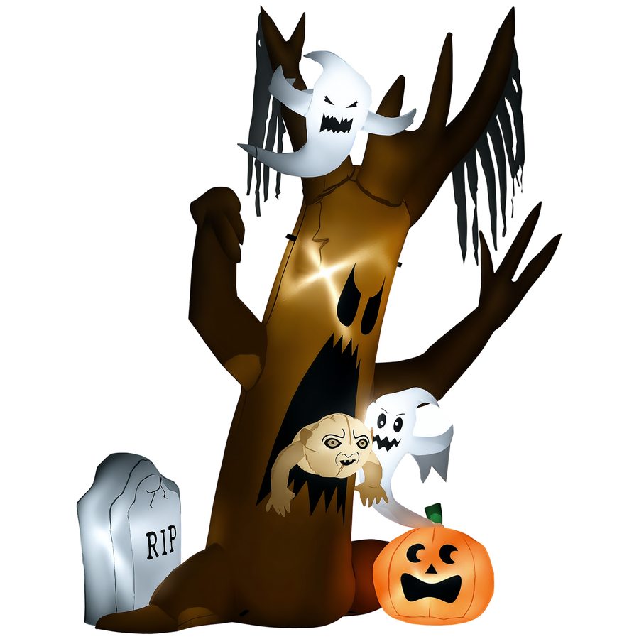 HOMCOM 240 cm Aufblasbarer Geisterbaum, Halloween-Dekoration mit LED Beleuchtung, Wasserdichter Spukbaum, Selbstaufblasende Gartendeko für Hof, Party   Aosom von HOMCOM