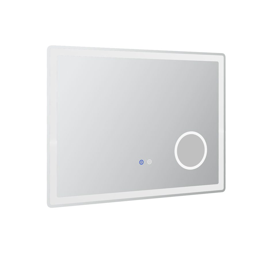 kleankin LED Badezimmerspiegel  Badspiegel mit 3x Vergrößerung & Touch-Funktion, 80x60 cm, 3 Lichtfarben, beschlagfrei  Aosom von Kleankin