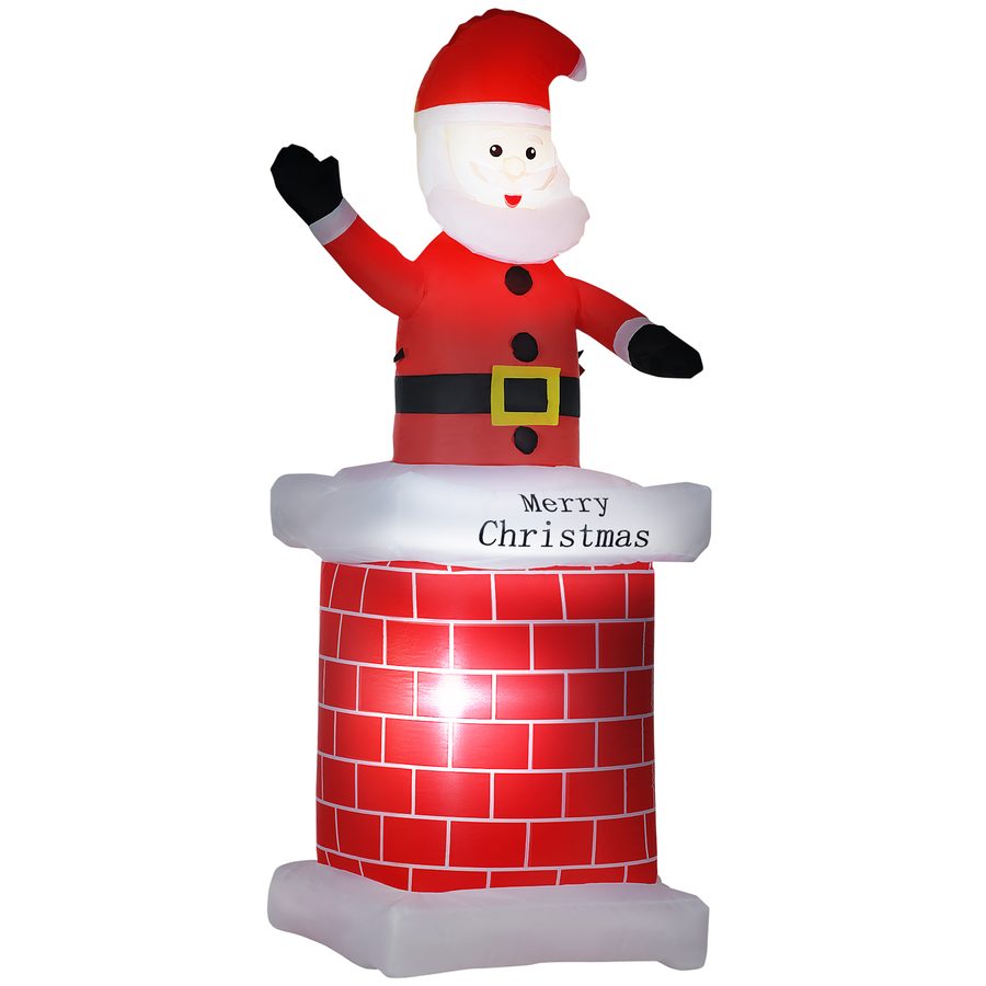 HOMCOM aufblasbarer Weihnachtsdeko 210 m Weihnachtsmann mit Schornstein selbstaufblasend für Garten & festliche Beleuchtung   Aosom.de von HOMCOM