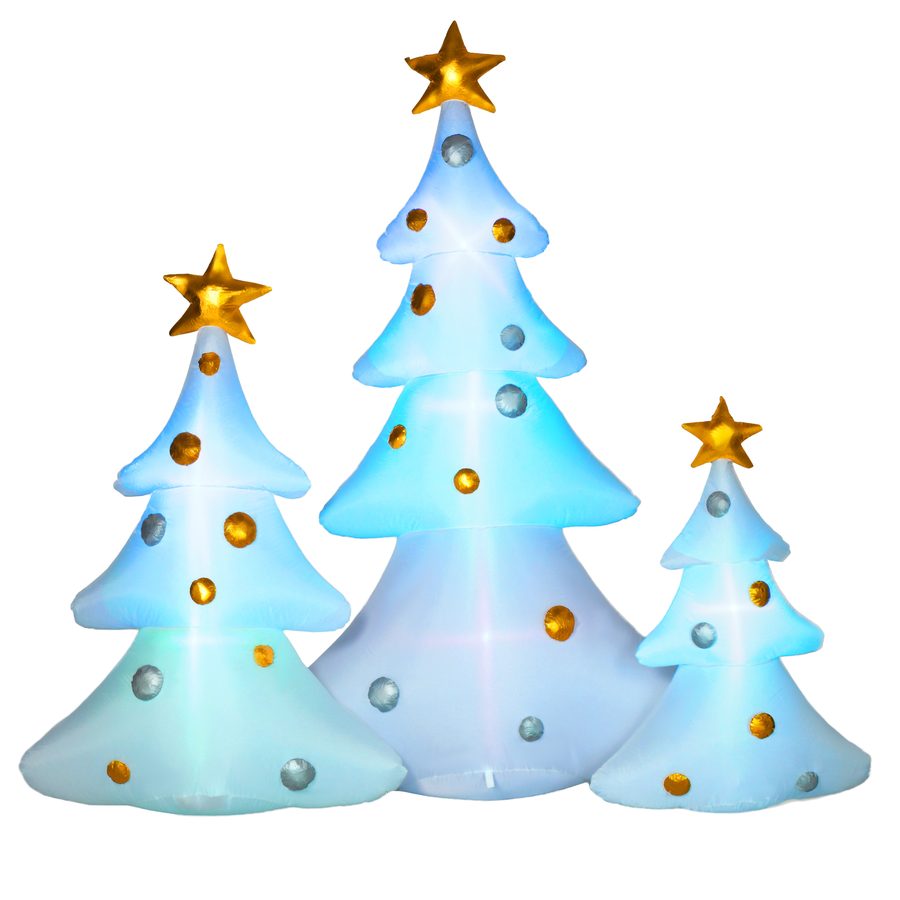HOMCOM Aufblasbare Weihnachtsdekoration mit LED-Licht, 210 cm 3er-Set Selbstaufblasender Weihnachtsbaum Wasserdicht für Weihnachtsfeiern, Indoor, Outdoor   Aosom von HOMCOM