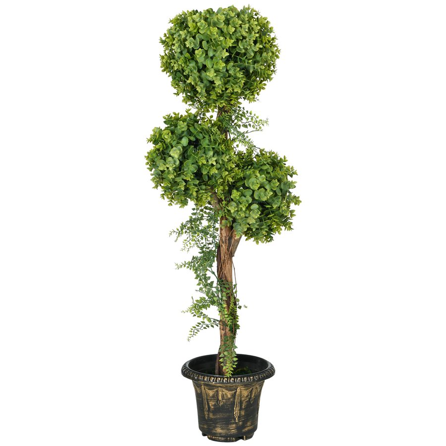 HOMCOM Künstliche Pflanze Baum 3 Kugeln Buchs mit Zementtopf, Innen- und Außenbereich, Höhe 115 cm   Aosom von HOMCOM