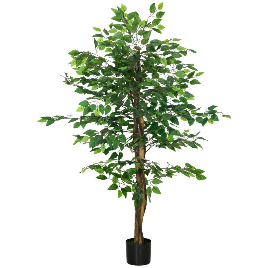 HOMCOM Künstliche Pflanze, 150 cm Kunstpflanze mit Übertopf, Kunstmoos, Künstlich Ficus Kunstbaum, Zimmerpflanze für Wohnzimmer, Grün   Aosom von HOMCOM
