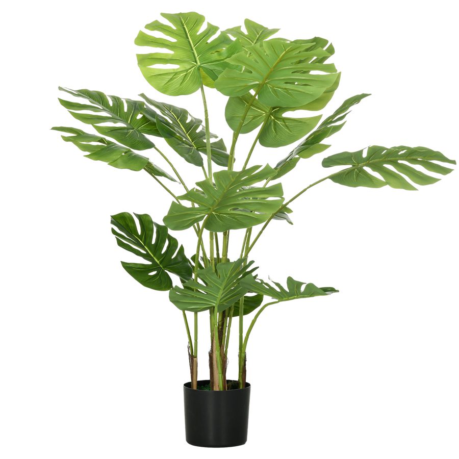 HOMCOM Künstliche Monstera 120cm Kunstpflanze mit Übertopf und PE-Moos, täuschend echt für Wohnzimmer und Dekoration in Grün   Aosom.de von HOMCOM
