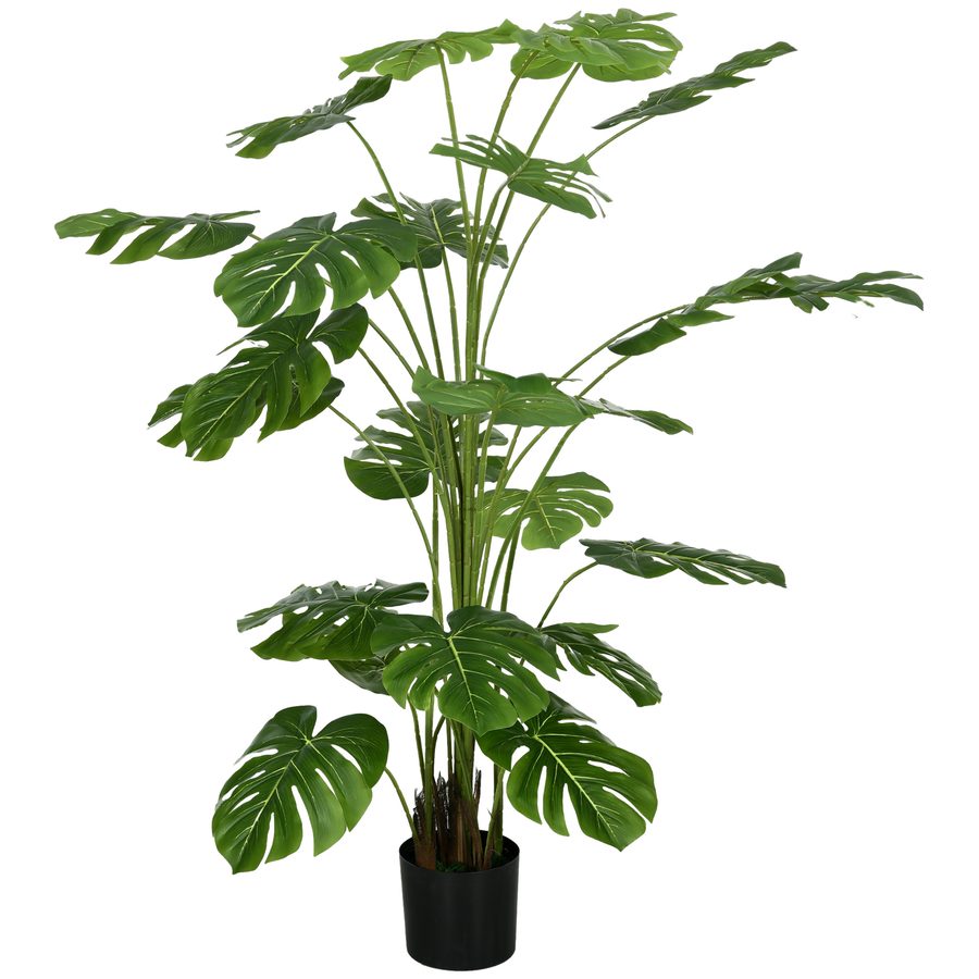 HOMCOM Künstliche Pflanzen, Kunst Monstera Deliciosa, 180 cm Kunstpflanze mit 24 Zweige, Zimmerpflanze, Kunstbaum, Pflanze Deko für Indoor, Grün   Aosom von HOMCOM