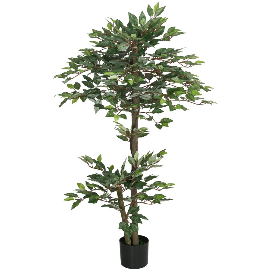 Outsunny Künstlicher Baum Künstliche Pflanze Ficus Höhe 1,5 m Stamm Ranken Moosflechten-Imitatblätter Großer Realismus Topf Inklusive   Aosom von Outsunny