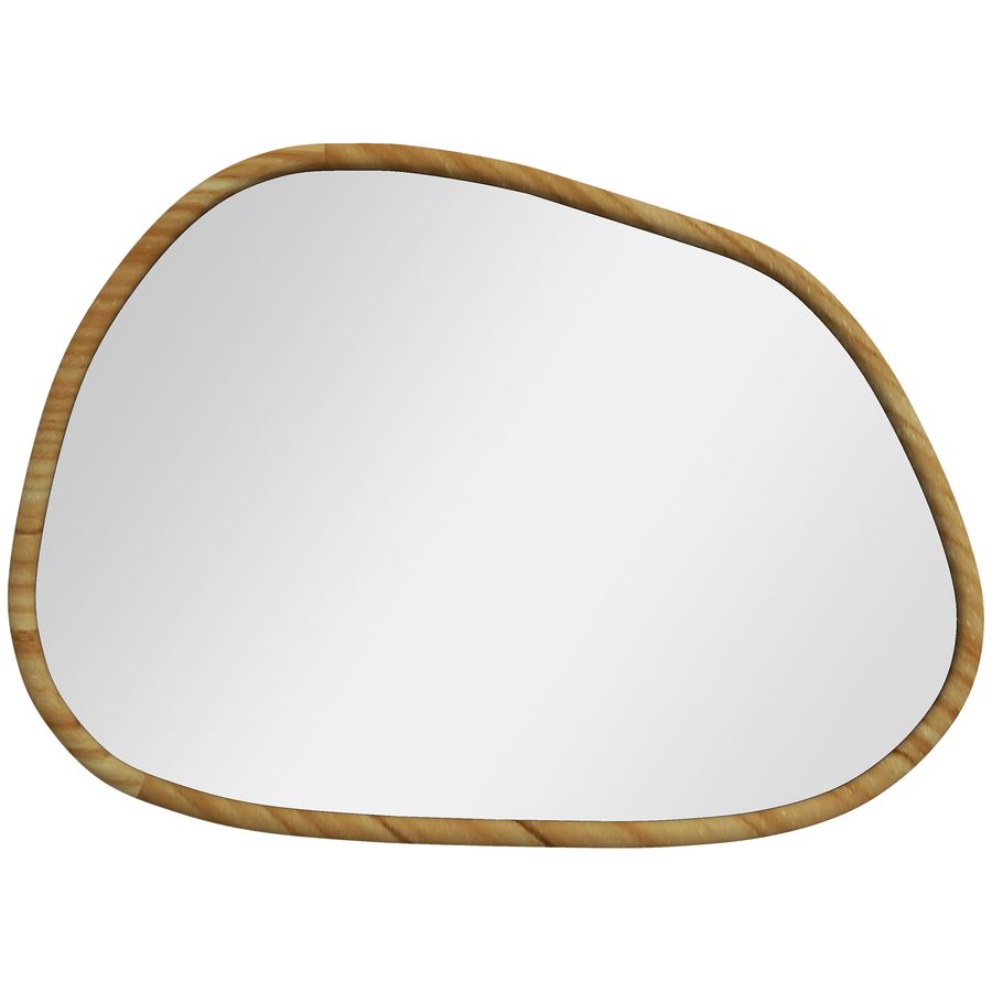 HOMCOM Asymmetrischer Wandspiegel 70x50cm Badspiegel mit Holzrahmen, antioxidativ, für Bad, Wohnzimmer, Flur & Schlafzimmer in Natur   Aosom.de von HOMCOM