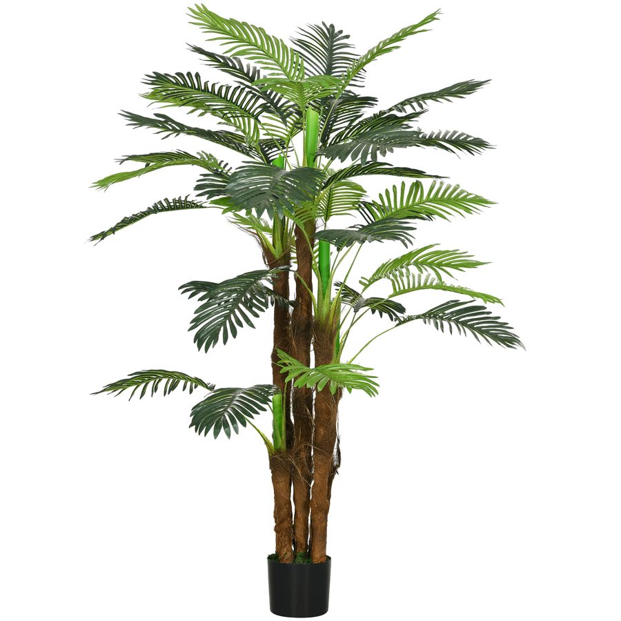 HOMCOM Künstliche Pflanzen, Kunst Palme, 160 cm Kunstpflanze mit 36 Zweige, Zimmerpflanze, Kunstbaum, Pflanze Deko für Indoor, Outdoor, Grün   Aosom von HOMCOM