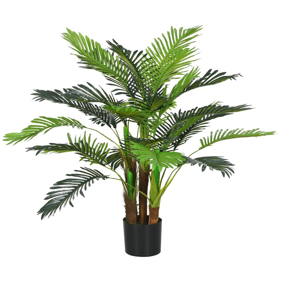 HOMCOM Künstliche Pflanzen, Kunst Palme, 100 cm Kunstpflanze mit 27 Zweige, Zimmerpflanze, Kunstbaum, Pflanze Deko für Indoor, Outdoor, Grün   Aosom von HOMCOM