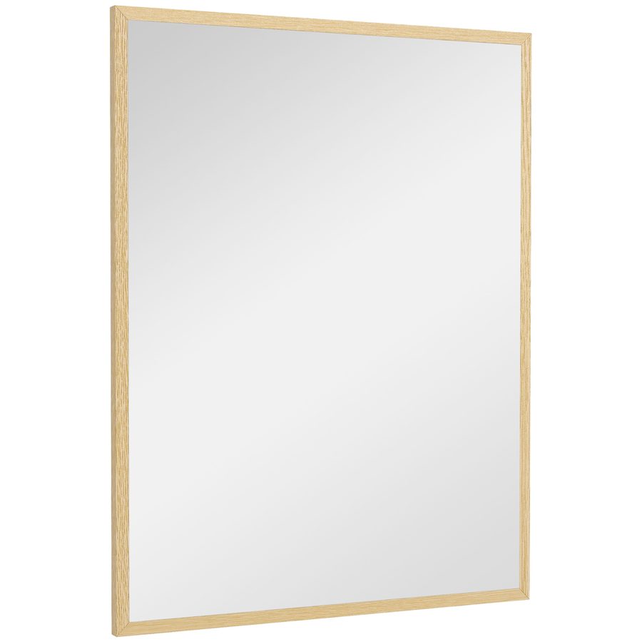 HOMCOM Wandspiegel rechteckig 90 x 70 cm, Holzrahmen, ideal für Badezimmer, Wohnzimmer oder Schlafzimmer, natur   Aosom von HOMCOM