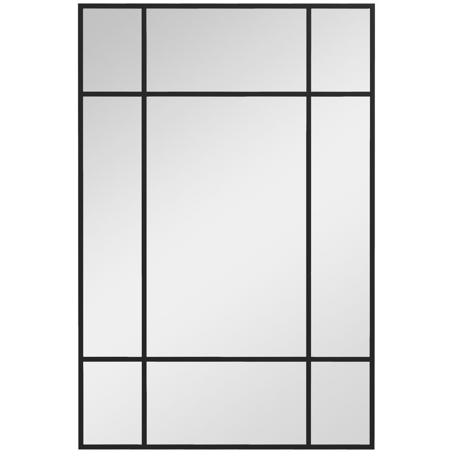 HOMCOM Wandspiegel 90 x 60 cm dekorativer Spiegel mit Metallrahmen, rechteckiger Spiegel für Schlafzimmer, Badezimmer Schwarz   Aosom von HOMCOM