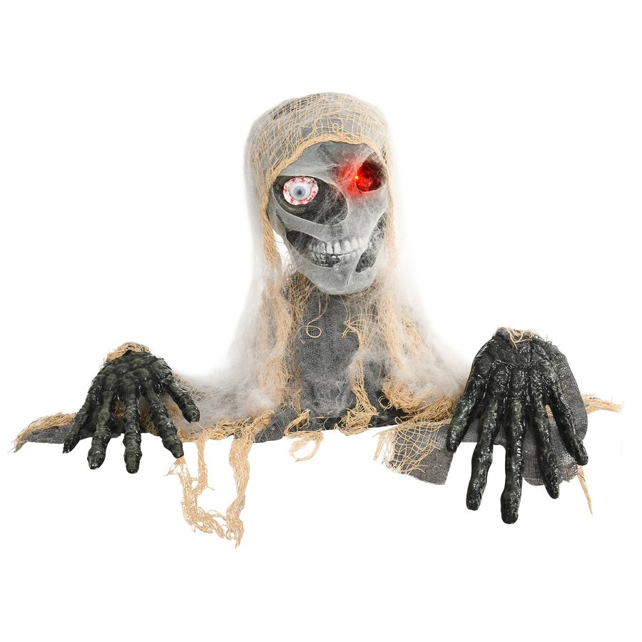 HOMCOM Halloween Dekoration Einäugige Mumie, Krabbelnde Halloween Mumie mit Rot Leuchtende Augen, Garten Dekoration mit Heul-Geräusch   Aosom von HOMCOM