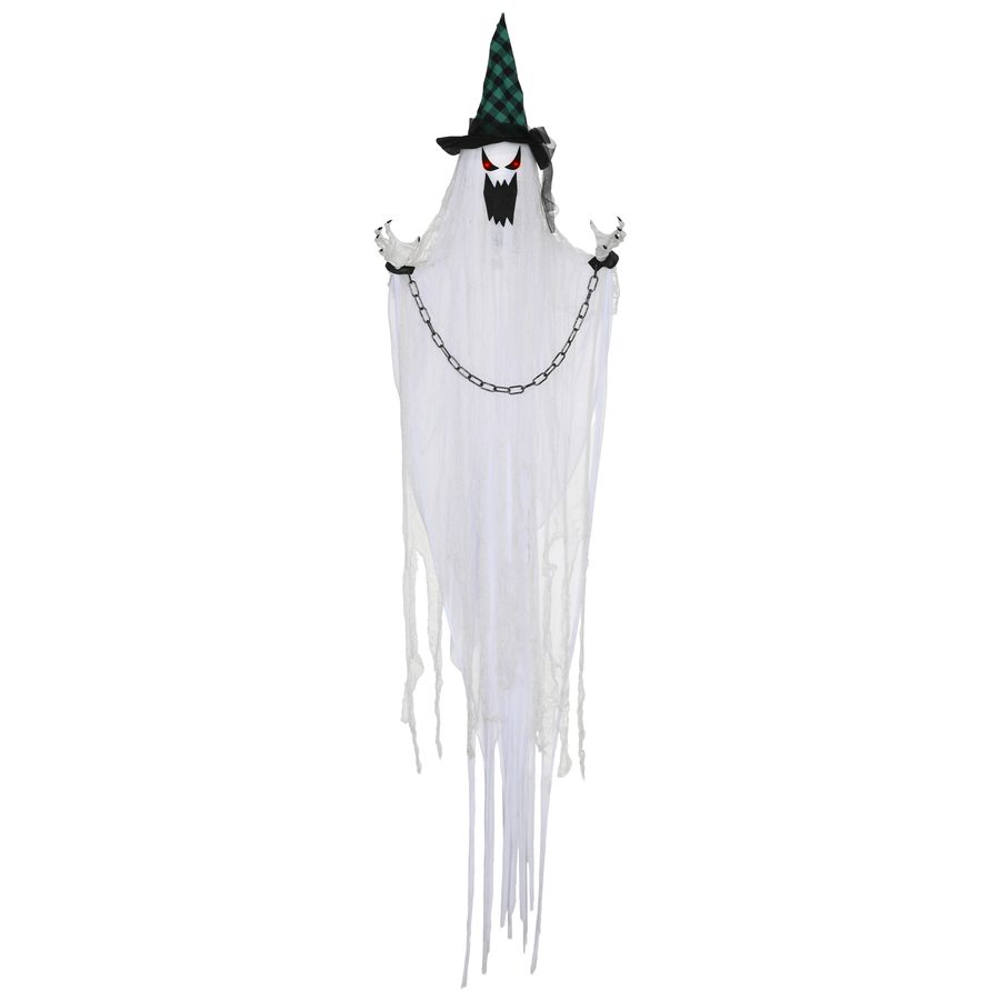 HOMCOM 204 cm Halloween Deko Hängender Geist Halloween Dekoration mit Geräuschaktivierung, leuchtenden Augen, Soundfunktion Weiß   Aosom von HOMCOM