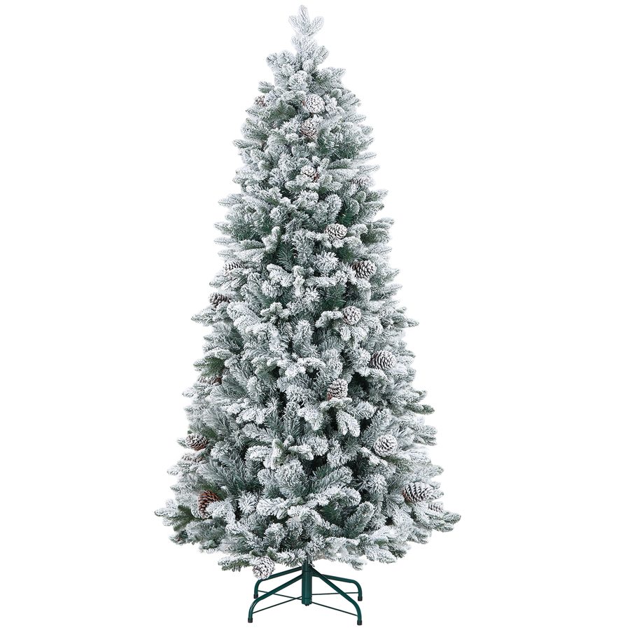 HOMCOM Künstlicher Weihnachtsbaum 180 cm mit 1489 Spitzen und Kunstschnee klappbar mit Metallständer für festliche Weihnachtsdekoration in Grün   Aosom.de von HOMCOM