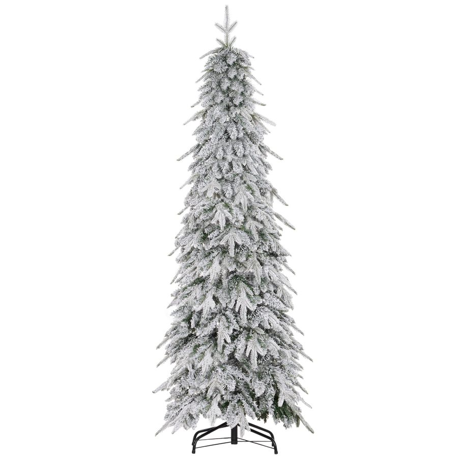 HOMCOM Weihnachtsbaum künstlich 180 cm Christbaum wie echt mit 600 dichten Zweigen, Kunstschnee, Auto-Öffnung, Stahlfuß für Heim- und Bürodekoration   Aosom von HOMCOM