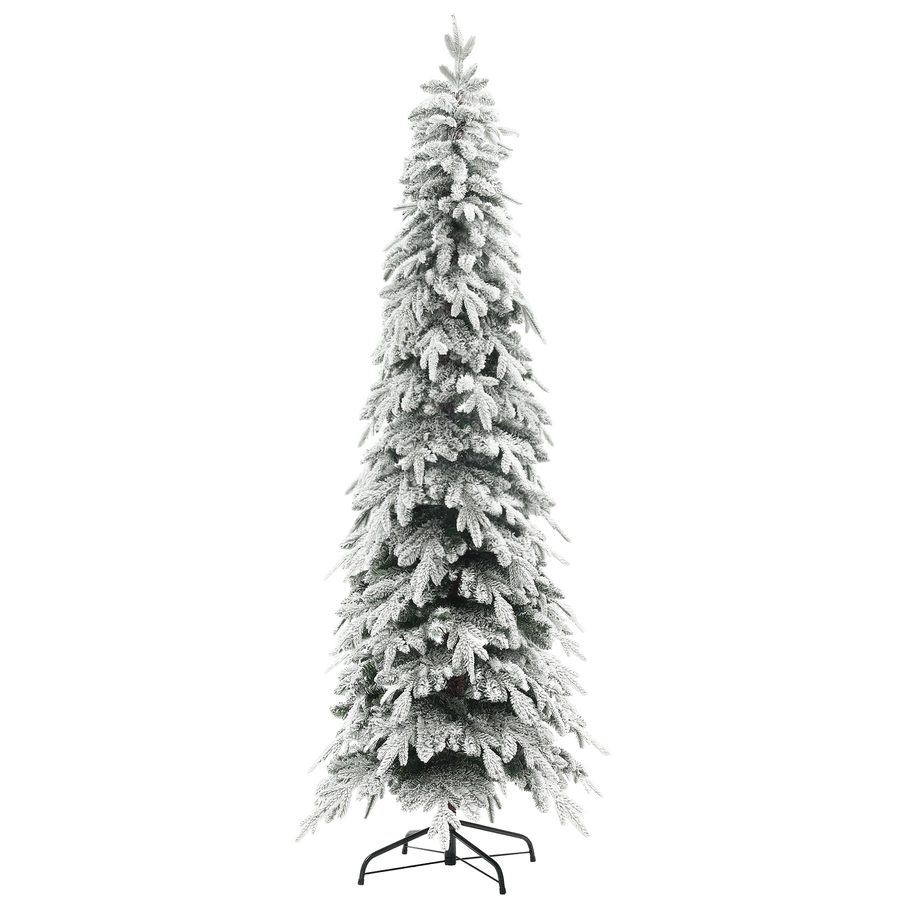 HOMCOM Weihnachtsbaum künstlich 210 cm Christbaum wie echt mit 800 dichten Zweigen, Kunstschnee, Auto-Öffnung, Stahlfuß für Heim- und Bürodekoration   Aosom von HOMCOM