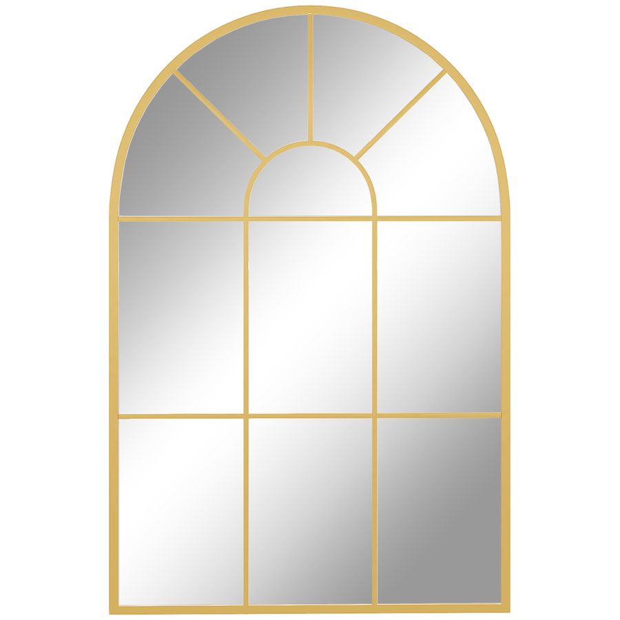 HOMCOM Wandspiegel Fensterspiegel 91 x 60 cm dekorativ mit Metallrahmen Hängespiegel für Wohnzimmer Schlafzimmer in Gold   Aosom.de von HOMCOM
