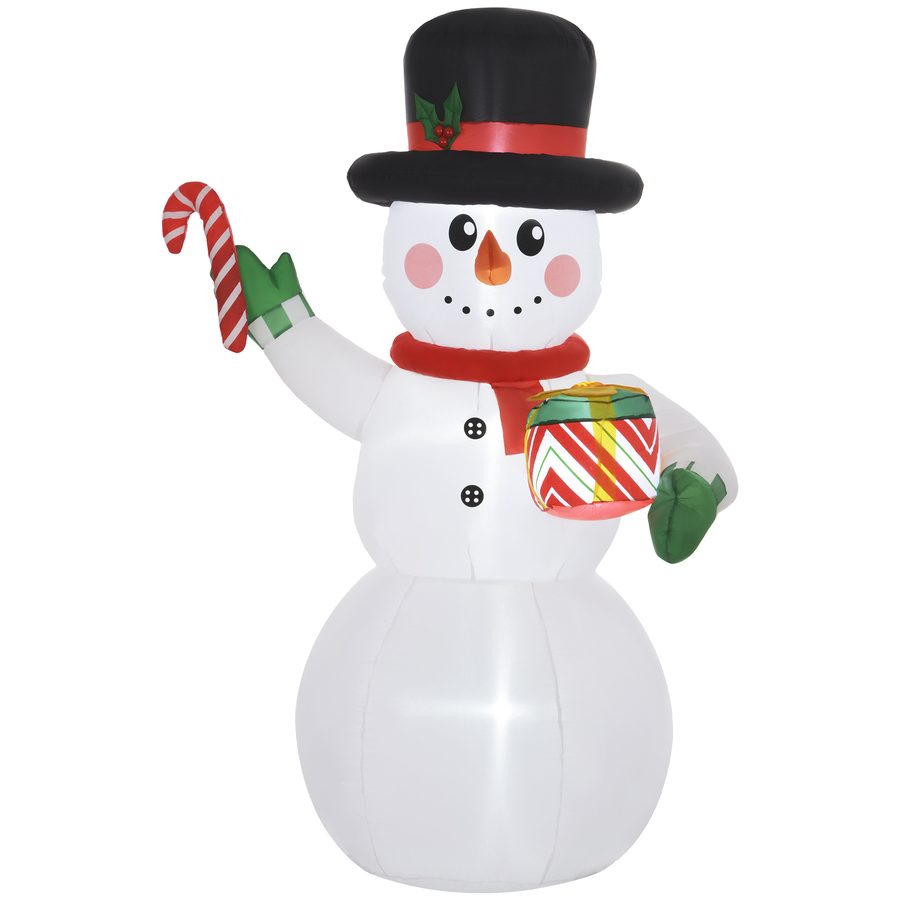 Outsunny Aufblasbar Weihnachtsdeko, 1,8 m Schneemann mit LED-Beleuchtung, Gartendeko, Selbstaufblasende Weihnachtsbeleuchtung für Innen- und Außenbereich   Aosom von Outsunny