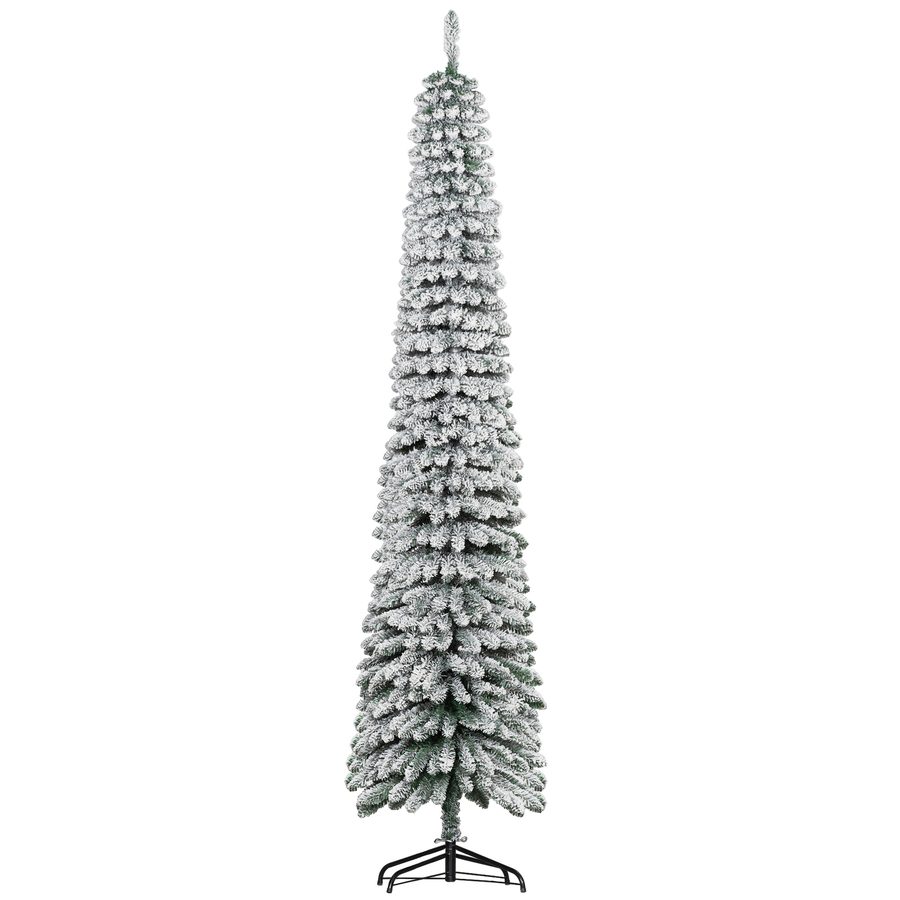 HOMCOM Schlanker Weihnachtsbaum 240 cm, künstlicher Baum mit Schneeeffekt, 603 Zweige und klappbarer Metallständer, Weihnachtsdeko für Wohnzimmer, Grün   Aosom von HOMCOM