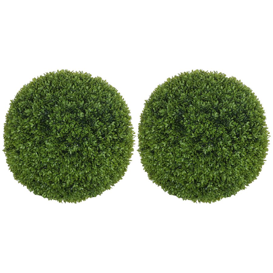 HOMCOM 2er Set künstliche Buchsbaumkugel 40 cm Kunstpflanze, Plastik künstliche Pflanzen Buchsbaumkugel, Fake Plant für Wohnzimmer Schlafzimmer Büro Garten moderne Dekoration Geschenk   Aosom von HOMCOM