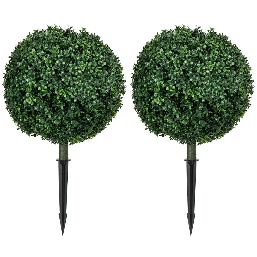 HOMCOM 2er-Set Künstlicher Buchsbaum groß 70 cm Kunstpflanze mit UV-Schutz, künstliche Pflanzen wie echt mit Bodenpfählen für Wohnzimmer Schlafzimmer Büro Garten moderne Dekoration   Aosom von HOMCOM