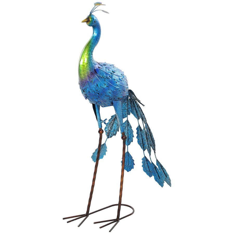 Outsunny Pfau Statue für den Garten, Garten Dekoration aus Metall, wetterbeständig für Gärten, Veranden, Terrassen, 83H cm, Multicolor   Aosom von Outsunny