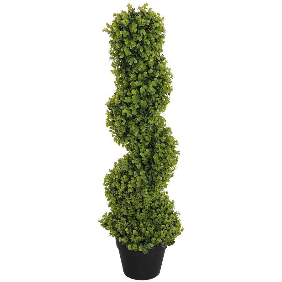 HOMCOM Künstlicher Eukalyptus-Spiralbaum mit inkludiertem Topf, UV-beständige künstliche Pflanze für Innen- und Außendekoration, Höhe 90 cm, Grün   Aosom von HOMCOM