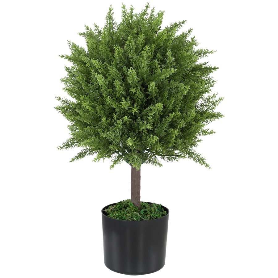 HOMCOM Künstliche Zeder mit UV-beständigem Topf, Dekoration für Innen und Außen, Höhe 55 cm, Grün   Aosom von HOMCOM