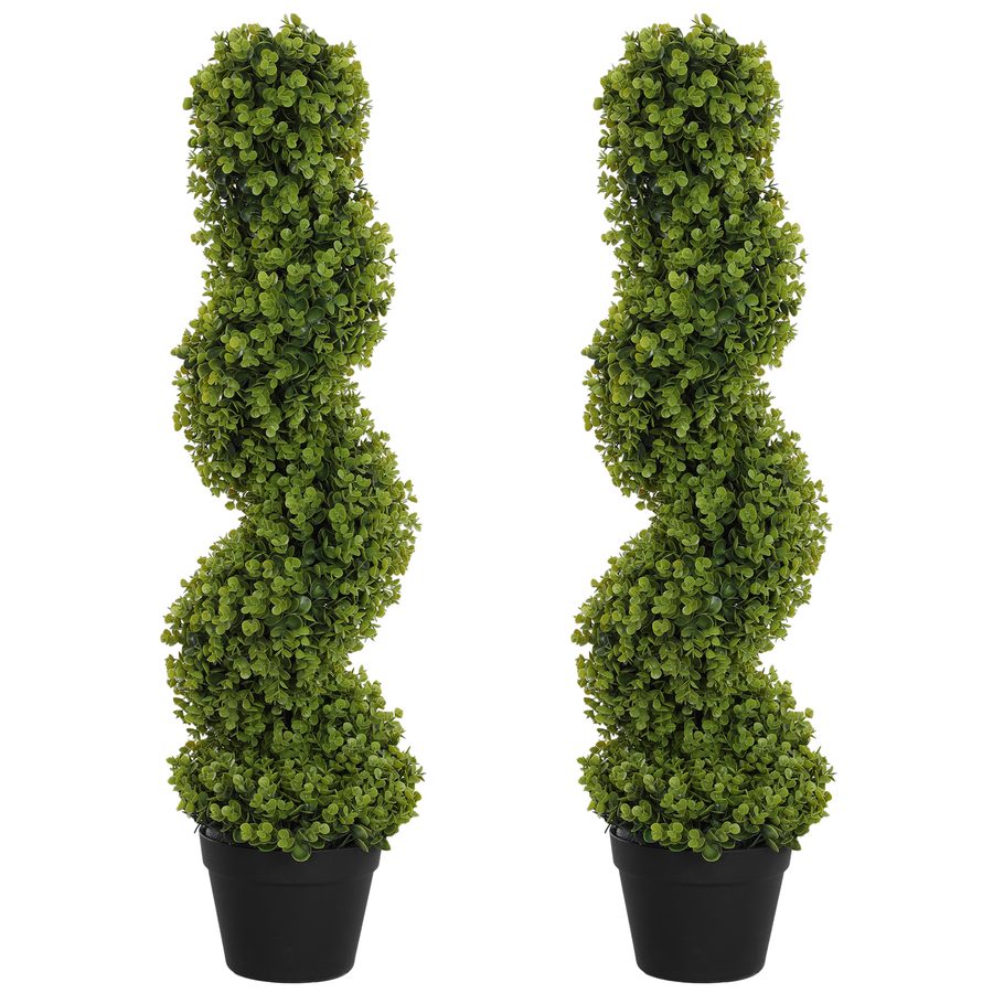 HOMCOM 2er-Set Künstlicher Spiral-Eukalyptus, 90 cm Zimmerpflanze, Kunstpflanze, große Dekorative Pflanzen im Topf für Zuhause, Büro, Flur, Garten, Grün   Aosom von HOMCOM