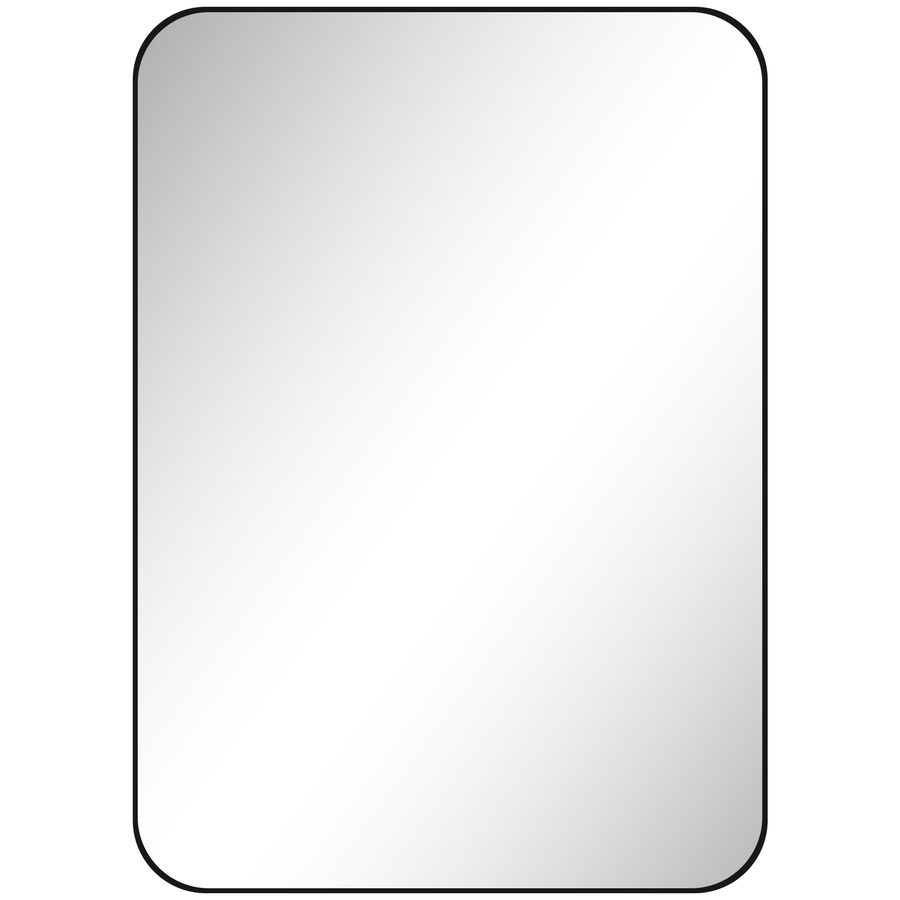 HOMCOM Badspiegel 50 x 70 cm Wandspiegel mit Splitterschutzfolie und Metallrahmen, Rechteckiger Badezimmerspiegel mit Abgerundeten Ecken, Horizontal oder Vertikal Montierbar für Badezimmer, Schwarz   Aosom von HOMCOM