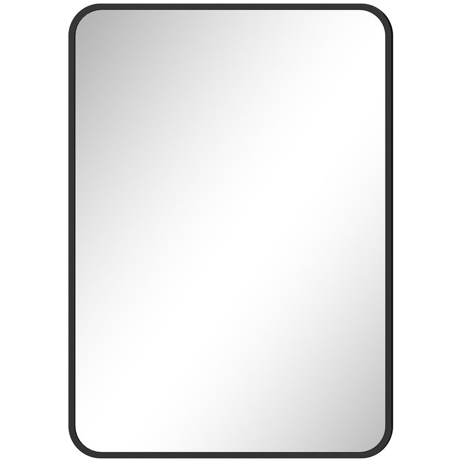 HOMCOM Badezimmerspiegel 50x70cm aus Glas, Moderner Wandspiegel mit Metallrahmen, Vertikal/Horizontal montierbar, für Schlafzimmer, Eingangsbereich, Wohnzimmer, Schwarz   Aosom von HOMCOM