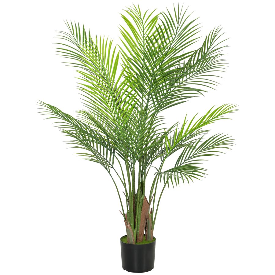 HOMCOM Künstliche Palme groß 120cm Kunstpflanze, Plastik Künstliche Pflanzen im Topf, Kunstbaum Fake Plant wie echt für Wohnzimmer Schlafzimmer Büro Garten Moderne Dekoration Geschenk   Aosom von HOMCOM